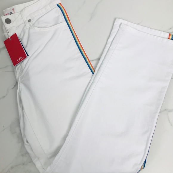 Sundry Pants - Sundry White Denim Rainbow